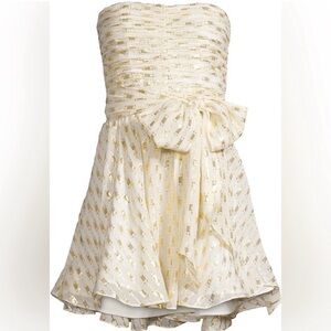 Ramy Brook Gold and Cream Mini Dress